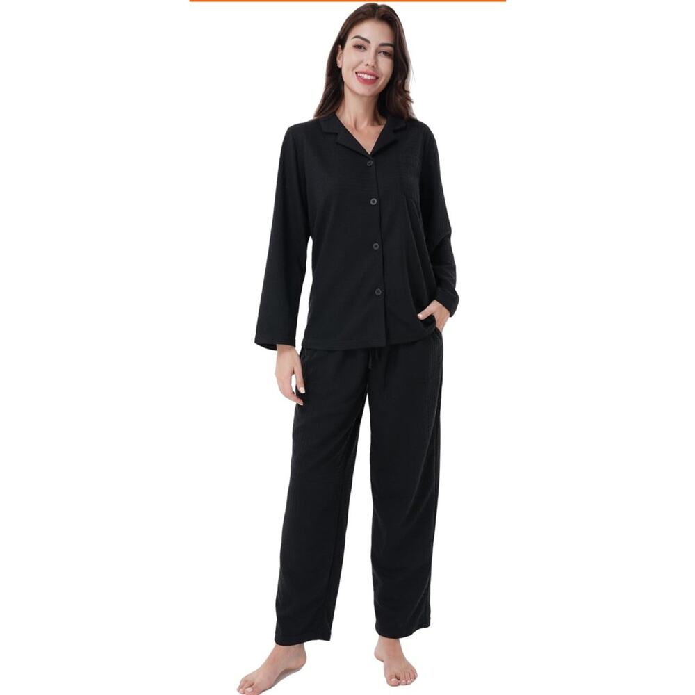 DAVID ARCHY Womens Pajama Sets Waffle Knit Soft Long Sleeve Medium